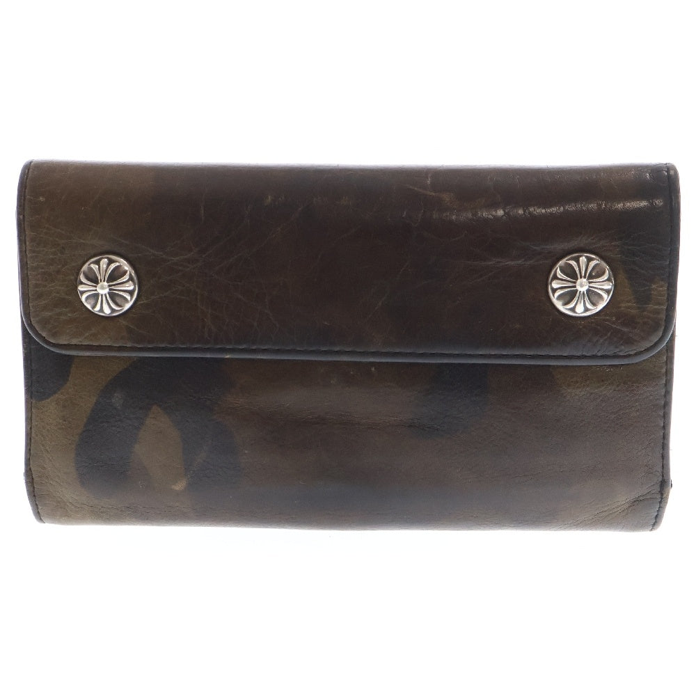 CHROME HEARTS(クロムハーツ) WAVE CROSS BALL CAMO ウェーブ ウォレット クロスボールボタン 迷彩 長財布 カーキ