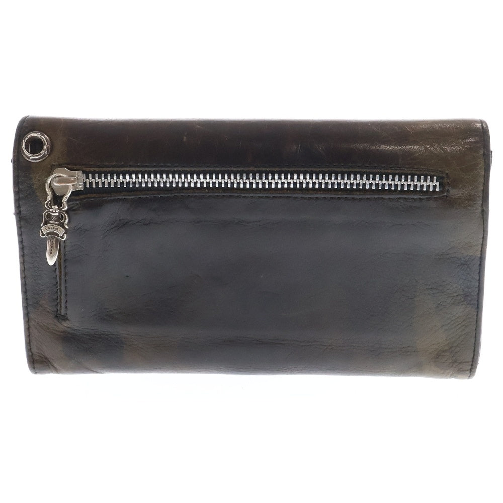 CHROME HEARTS(クロムハーツ) WAVE CROSS BALL CAMO ウェーブ ウォレット クロスボールボタン 迷彩 長財布 カーキ