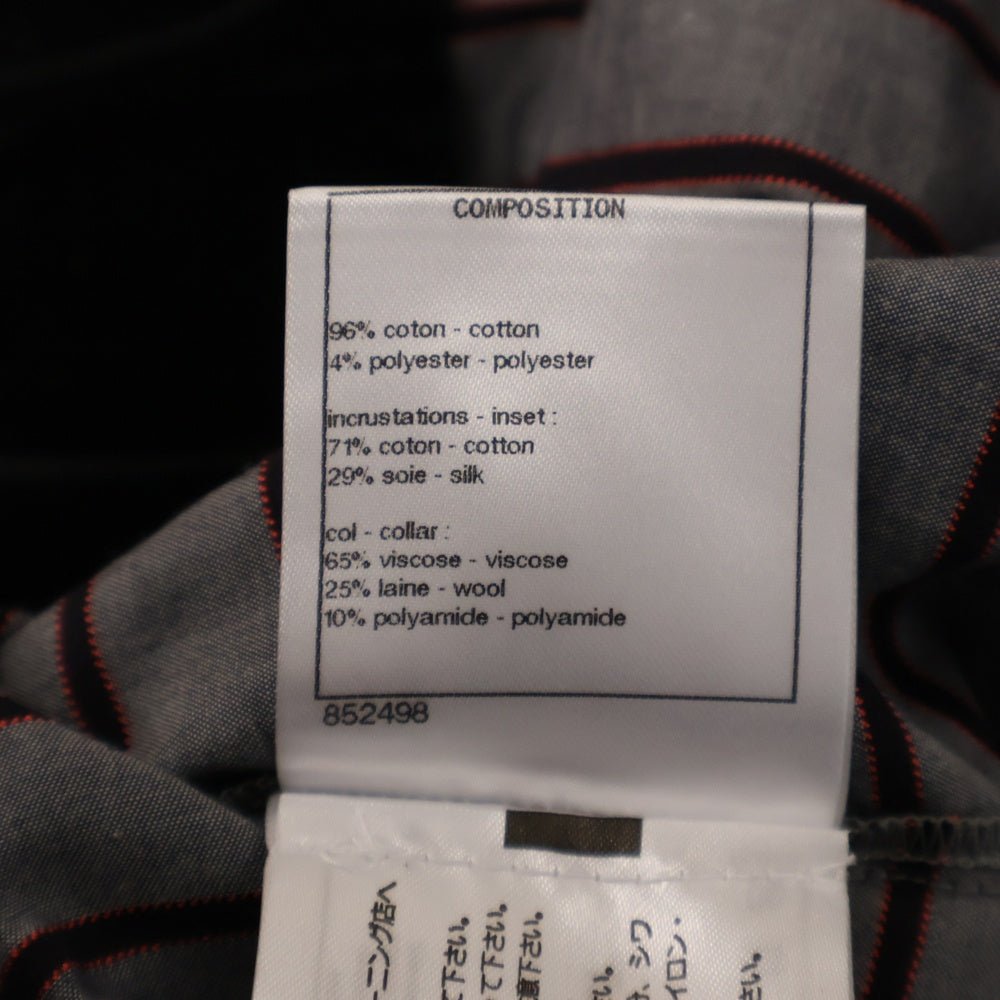 CHANEL(シャネル) 22AW ベルベット切替 ボーダー クルーネックスウェットシャツ トレーナー P73405 ブラック レディース