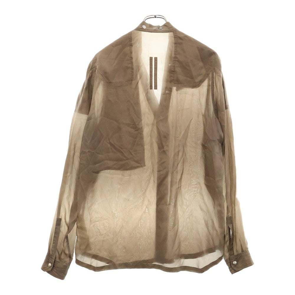 Rick Owens(リックオウエンス) 21SS LARRY SHIRT ラリーシャツ ロング丈長袖ボタンシャツ RP21S3732-J ブラウン