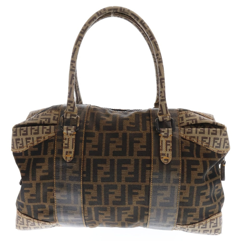 FENDI(フェンディ) ズッカ柄 パッチワーク ハンドバッグ ブラウン