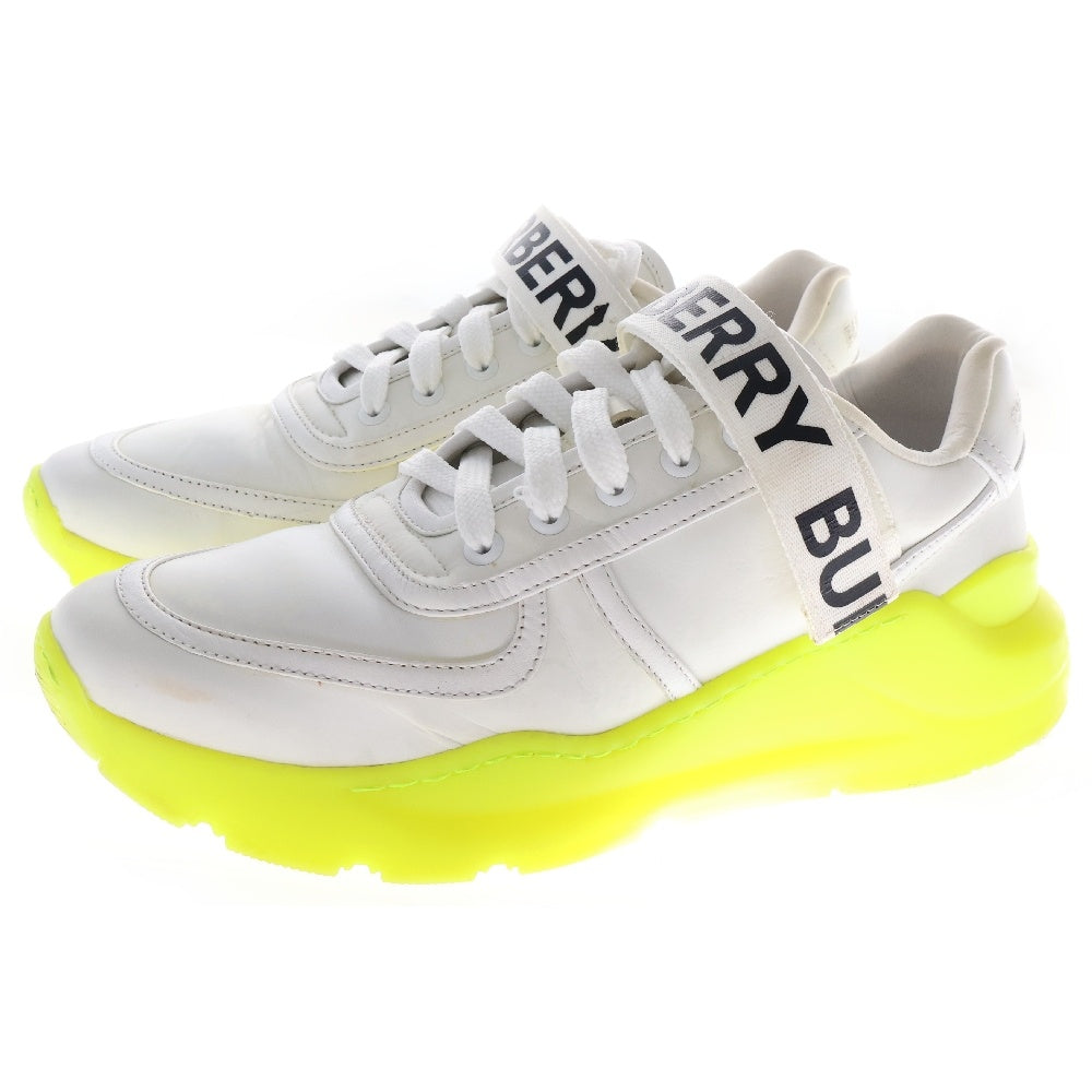BURBERRY(バーバリー) RONNIE ZIG TRAINER ラバーソール レザーローカットスニーカー ホワイト/イエロー