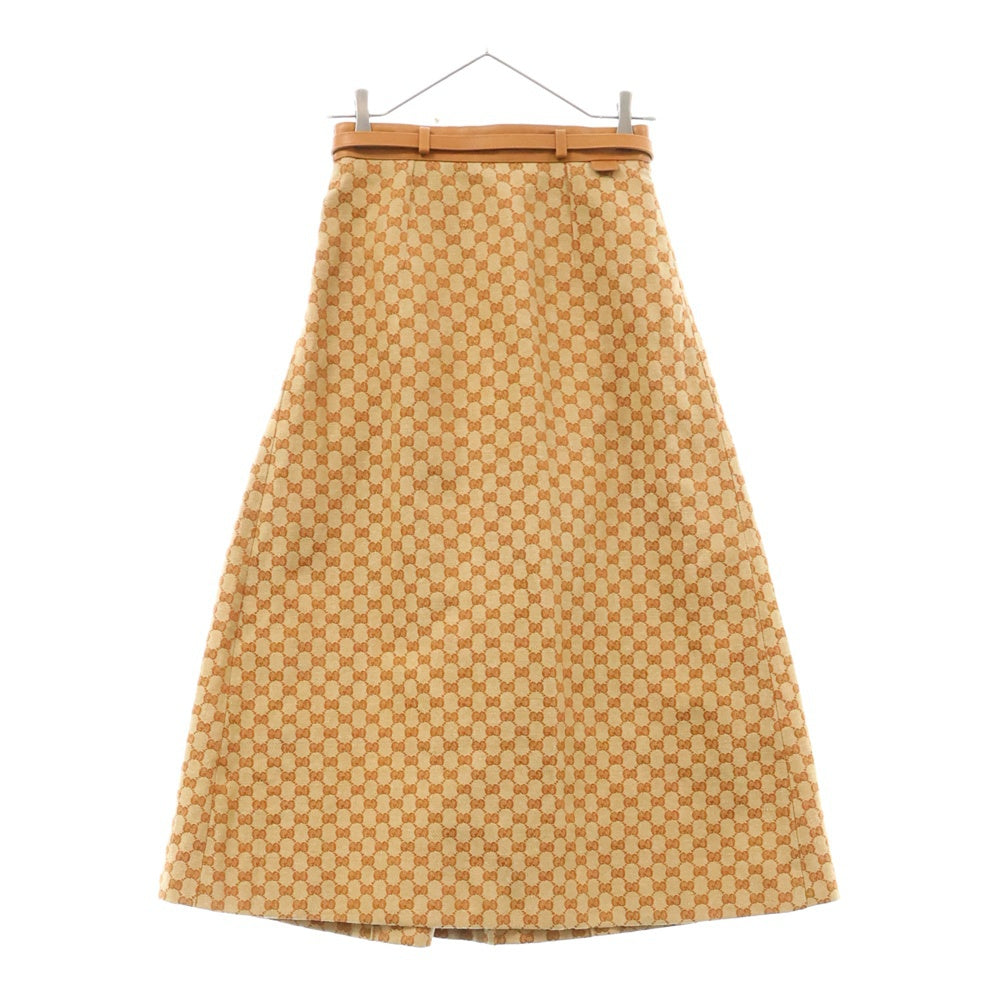 GUCCI(グッチ) GG Linen Canvas Pleated Skirt GG総柄 キャンバス プリーツスカート ブラウン 652135 Z8AOA レディース