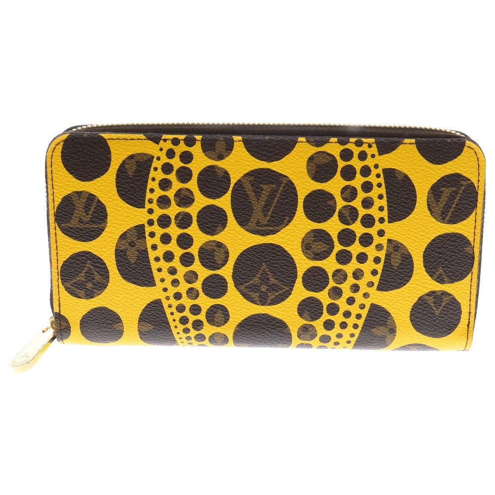 LOUIS VUITTON(ルイヴィトン) ×草間彌生 モノグラム パンプキンドット ジッピーウォレット レザー長財布 イエロー/ブラウン M60449