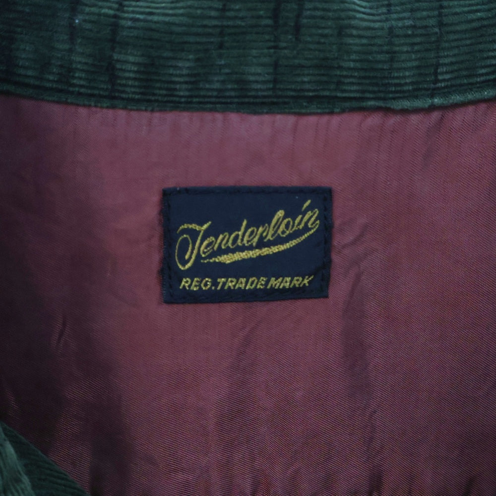 TENDERLOIN(テンダーロイン) フロント TENDERLOINロゴワッペン コーディロイ 長袖ワークシャツ グリーン