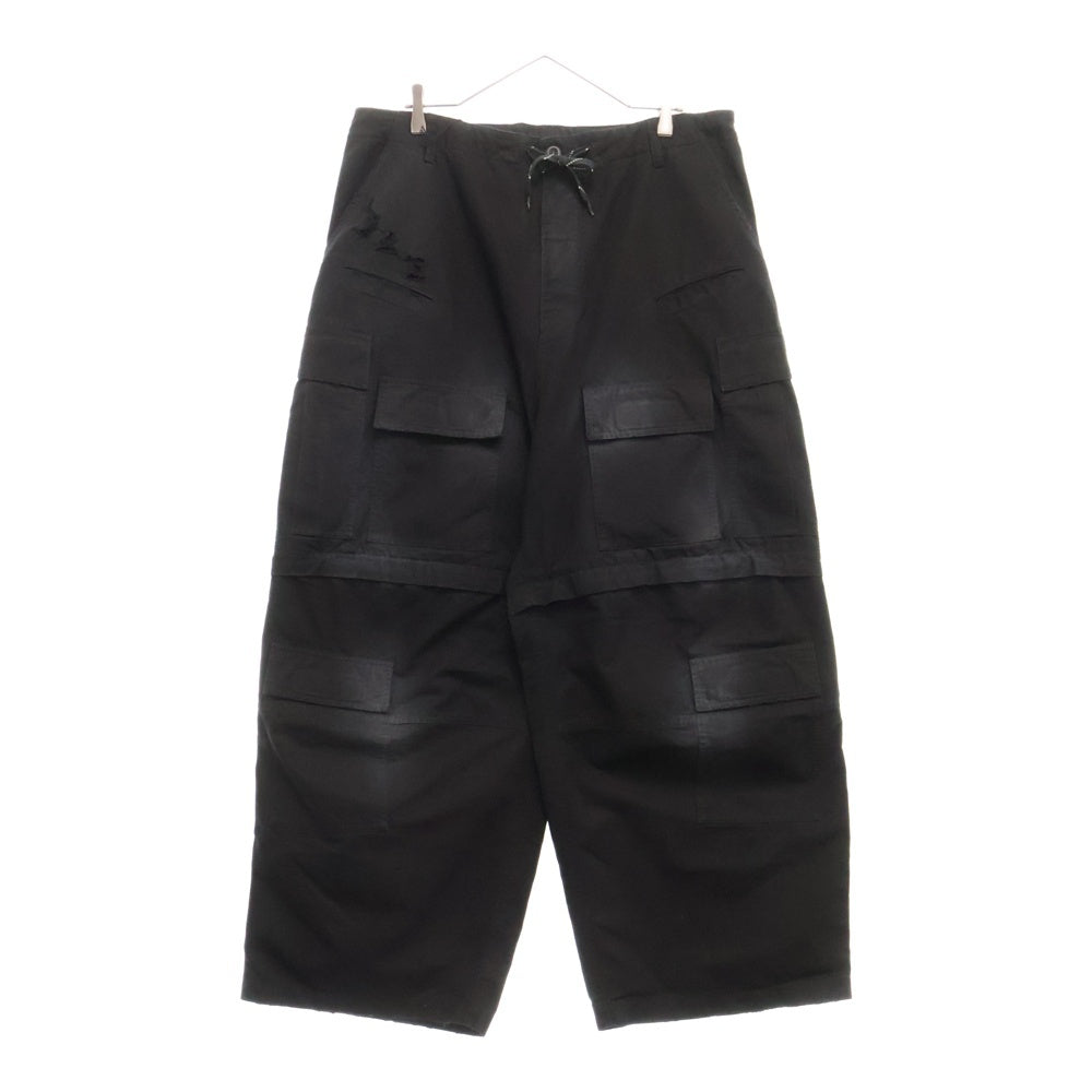 BALENCIAGA(バレンシアガ) 24SS LARGE CARGO PANTS ダメージ加工ウォッシュドラージカーゴパンツ 790982 TKP27 ブラック