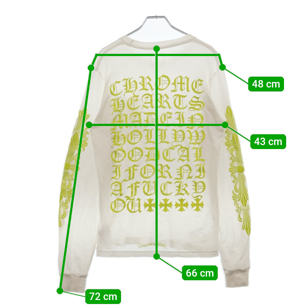 CHROME HEARTS(クロムハーツ) CH L S 1 バック英字ロゴプリント 長袖Tシャツ ロングスリーブカットソー ホワイト