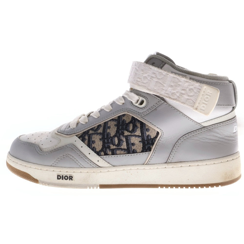 DIOR(ディオール) B27 CALF OBLIQUE JAC スムースカーフスキン オブリーク ベルクロ ミッドカットスニーカー 3SH132ZIR グレー/ホワイト