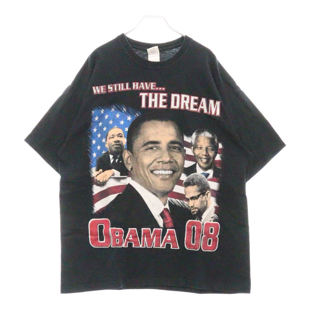 VINTAGE(ヴィンテージ) OBAMA TEE オバマ 両面プリント 半袖クルーネックTシャツカットソー ブラック GILDANタグ