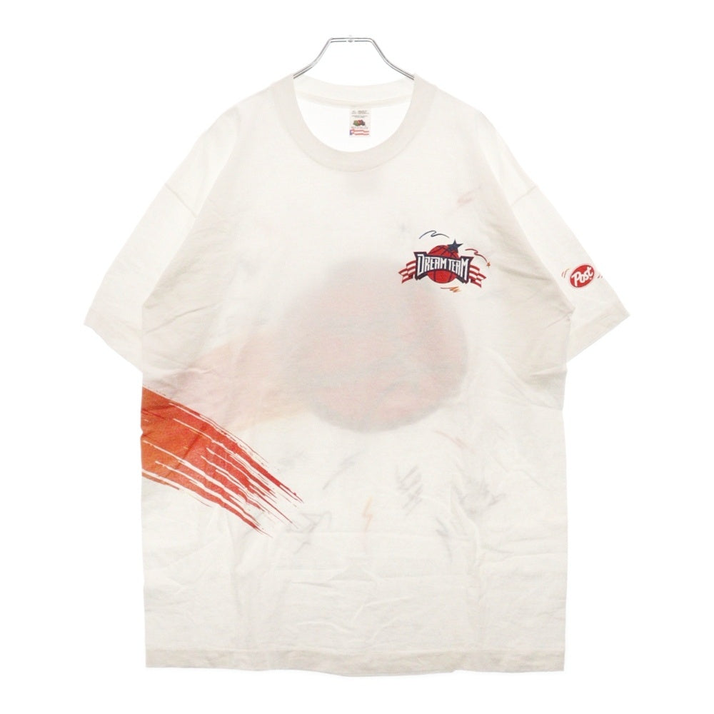 VINTAGE(ヴィンテージ) 90S DREAM BASKETBALL TEE ドリームチーム プリント クルーネック半袖Tシャツカットソー ホワイト FRUITタグ
