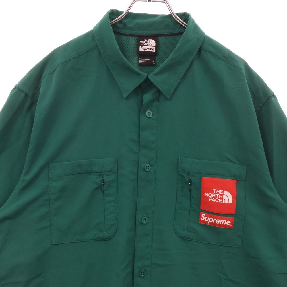 SUPREME(シュプリーム) 22SS ×THE NORTH FACE Trekking S/S Shirt ロゴ トラッキングシャツ 半袖シャツ NR02211I グリーン