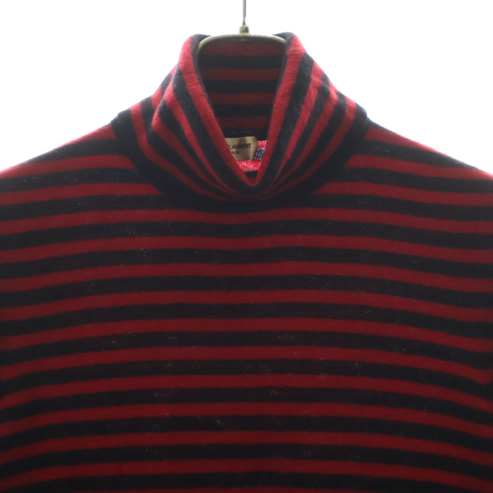 SAINT LAURENT PARIS(サンローランパリ) 21AW ボーダー タートルネックニット ニット セーター ブラック/レッド