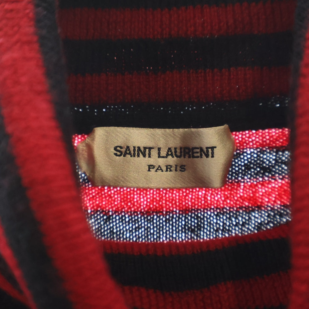 SAINT LAURENT PARIS(サンローランパリ) 21AW ボーダー タートルネックニット ニット セーター ブラック/レッド
