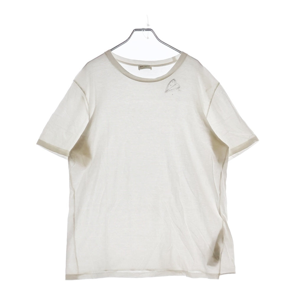 SAINT LAURENT PARIS(サンローランパリ) フロント ハートロゴ クルーネック半袖 Tシャツ 632713 YBWG2 9152 ホワイト