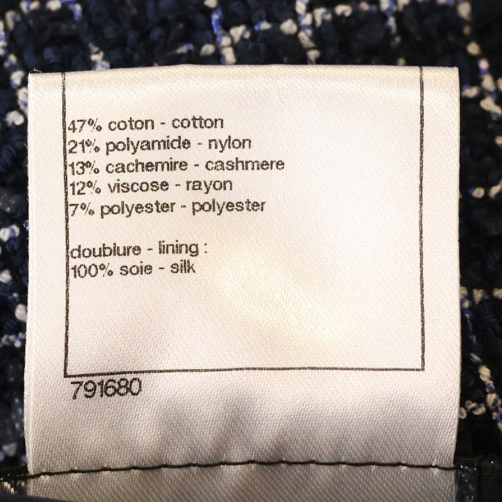 CHANEL(シャネル) P37 カシミヤ ツイード ノースリーブワンピース レディース ネイビー P37652V27331