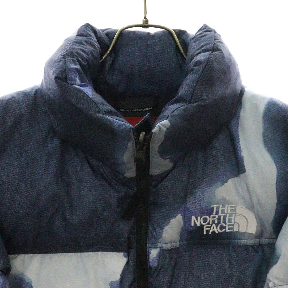 SUPREME(シュプリーム) ×THE NORTH FACE Bleached Denim Print Nuptse Jacket ブリーチ デニム プリント ヌプシ ジャケット ND521001 ブルー