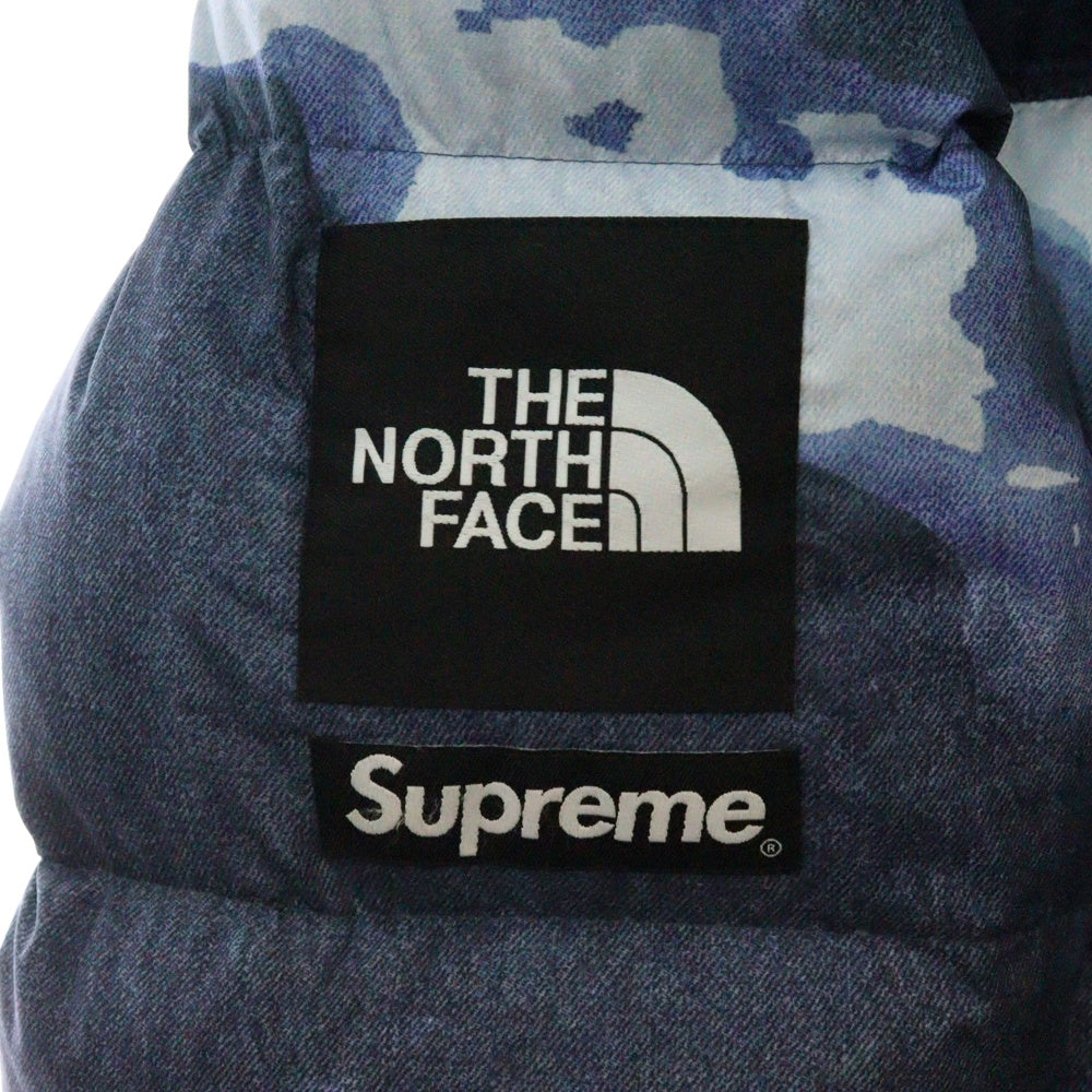SUPREME(シュプリーム) ×THE NORTH FACE Bleached Denim Print Nuptse Jacket ブリーチ デニム プリント ヌプシ ジャケット ND521001 ブルー
