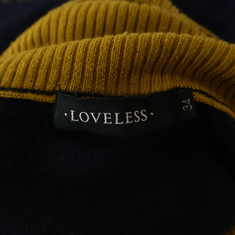 LOVELESS(ラブレス) ロゴプレート レイヤード タートルネックニットセーター 62N65-822-28 イエロー/ネイビー