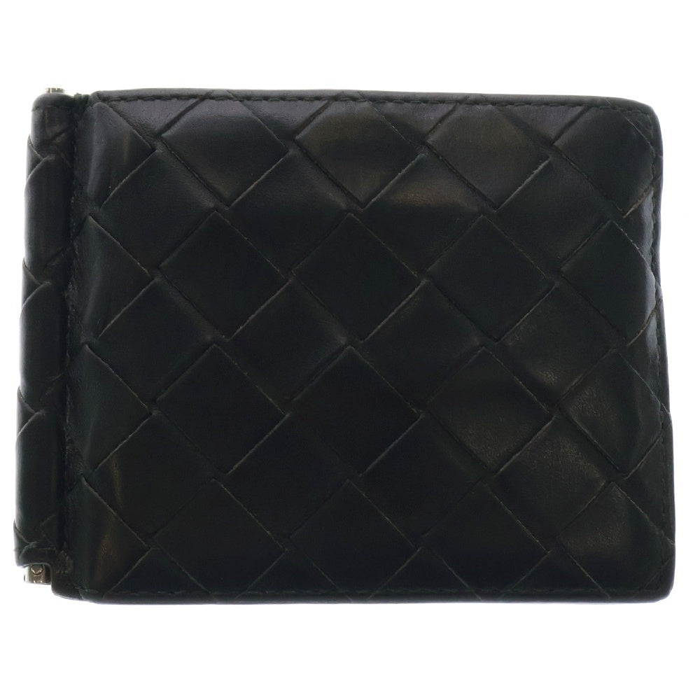 BOTTEGA VENETA(ボッテガヴェネタ) INTRECCIATO MONEY CLIP イントレチャート レザーウォレット マネークリップ 二つ折り財布 749404 ブラック/イエロー