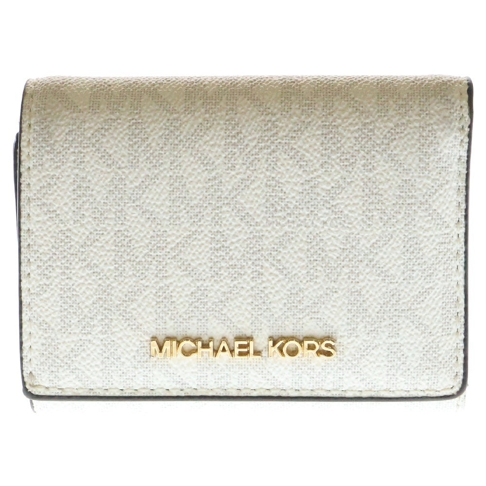 MICHAEL KORS(マイケルコース) JET SET TRAVEL 3-FOLD WALLET ジェットセット トラベル コンパクト ウォレット 35F3GTVE2V ホワイト/グレー