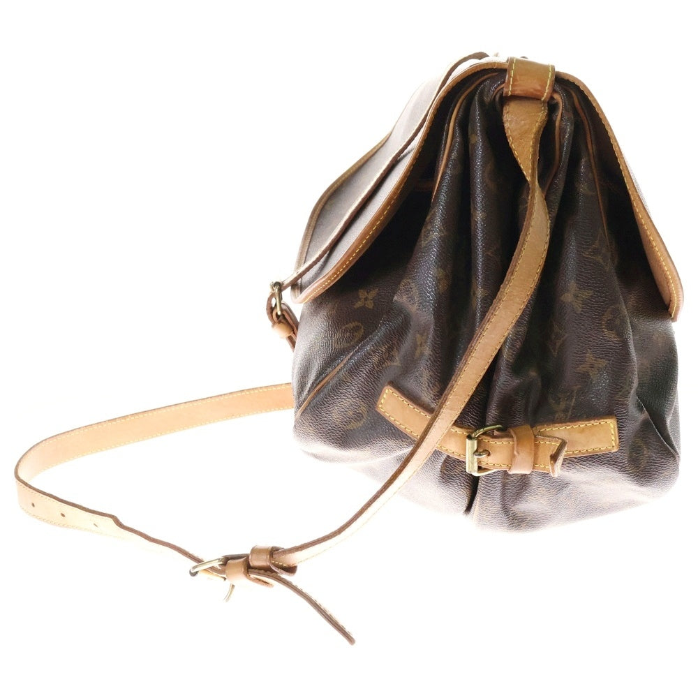 LOUIS VUITTON(ルイヴィトン) モノグラム ソミュール35 レザーショルダーバッグ ブラウン M42254
