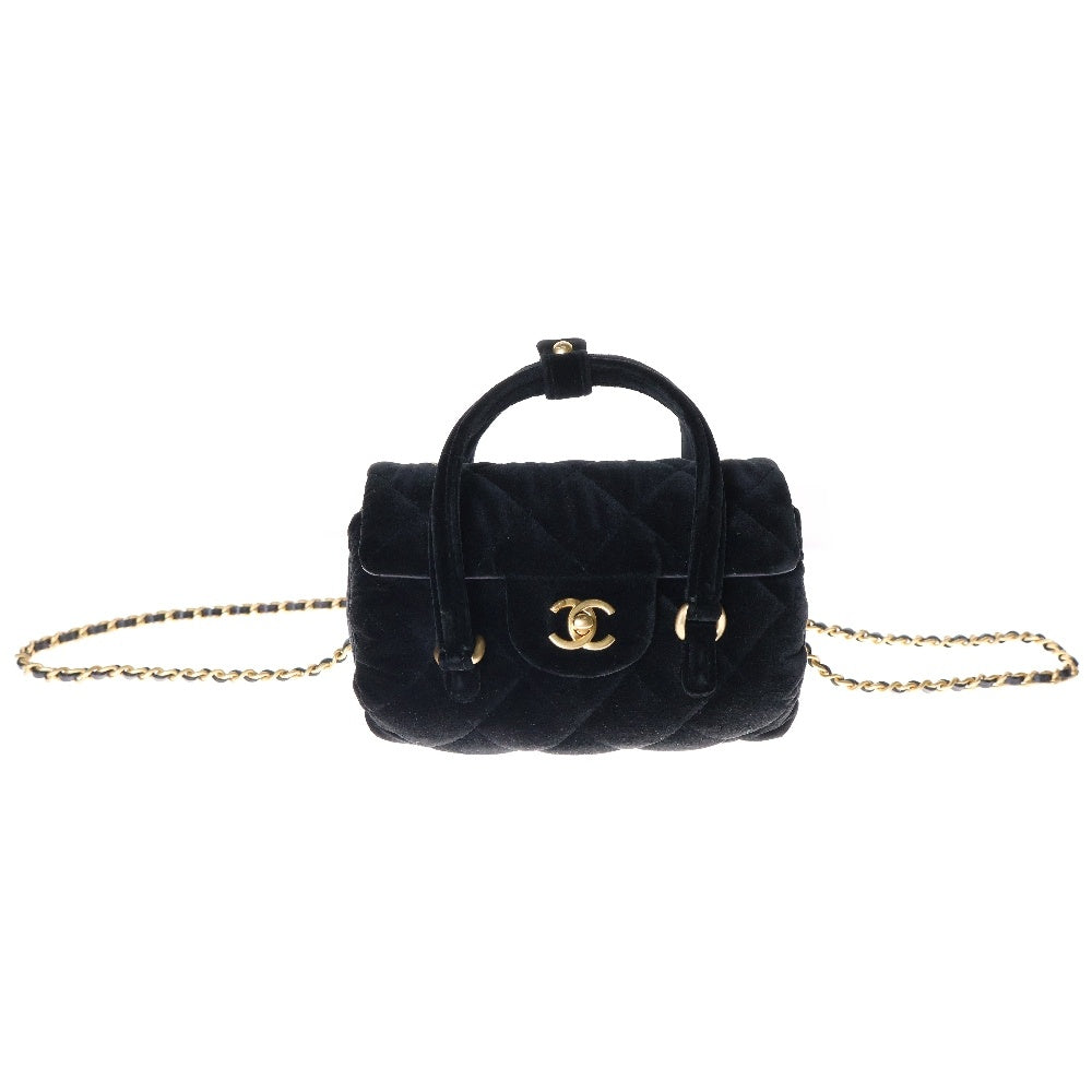 CHANEL(シャネル) ベロア ココマーク 2way ミニボストン ショルダーバッグ ブラック