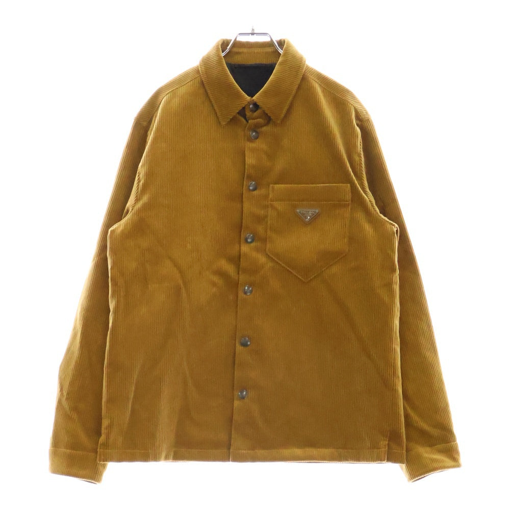 PRADA(プラダ) 24AW 三角ロゴプレート コーデュロイシャツブルゾン ブラウン SC798