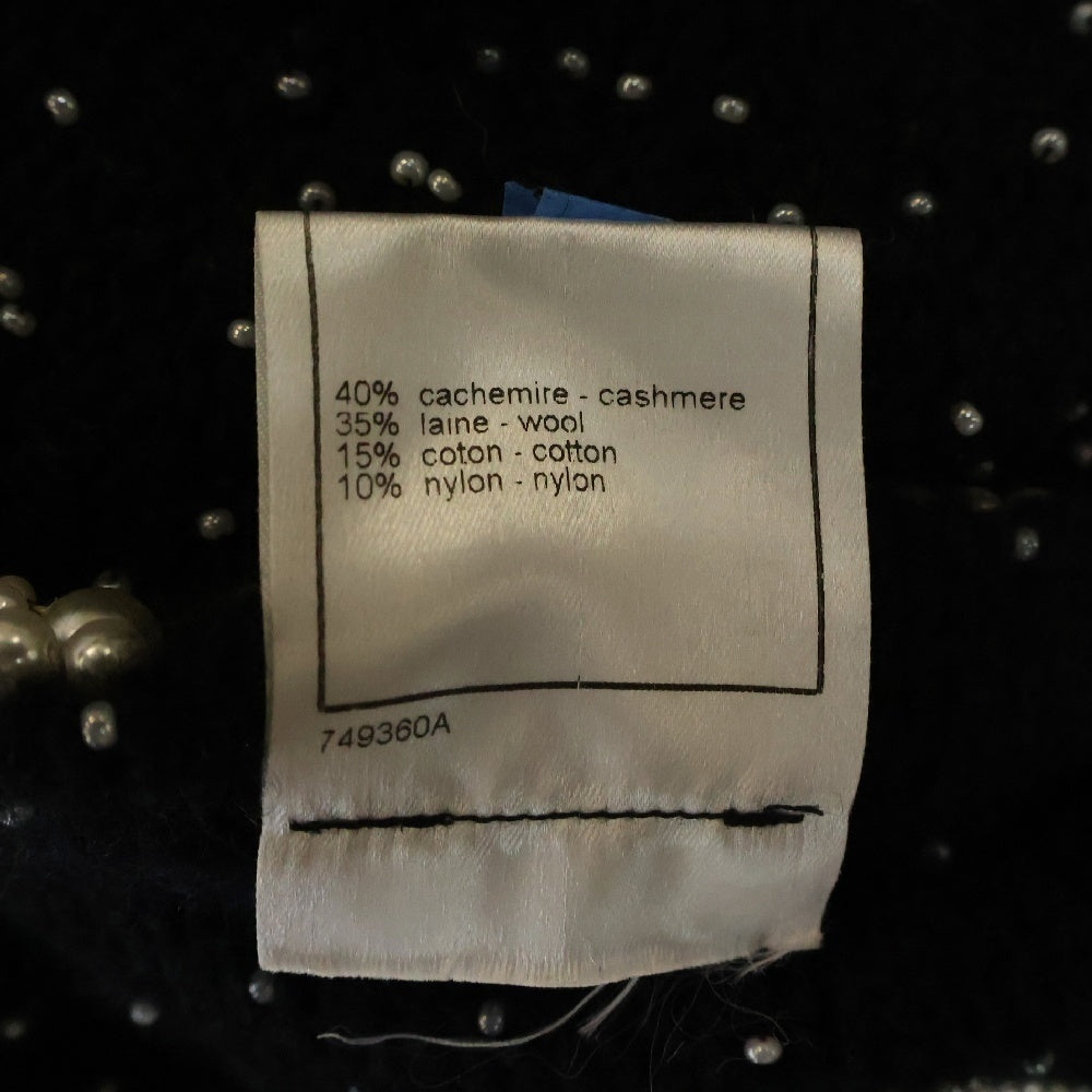 CHANEL(シャネル) 05A パール装飾 カシミヤニットウール カメリア 半袖ワンピース ブラック レディース P27344V20018