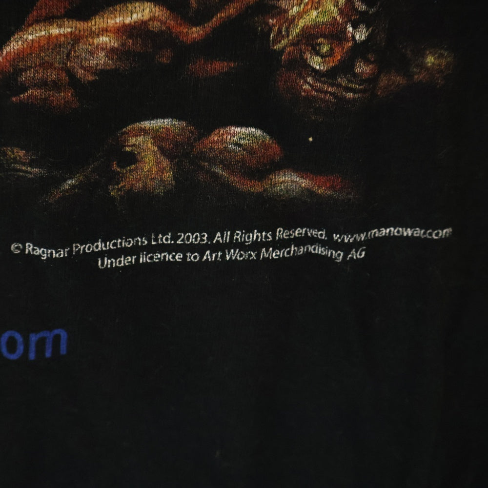 VINTAGE(ヴィンテージ) 00s MANOWAR WARRIOR OF THE WORLD マノウォー 袖プリント 両面プリント Tシャツ 長袖カットソー ブラック