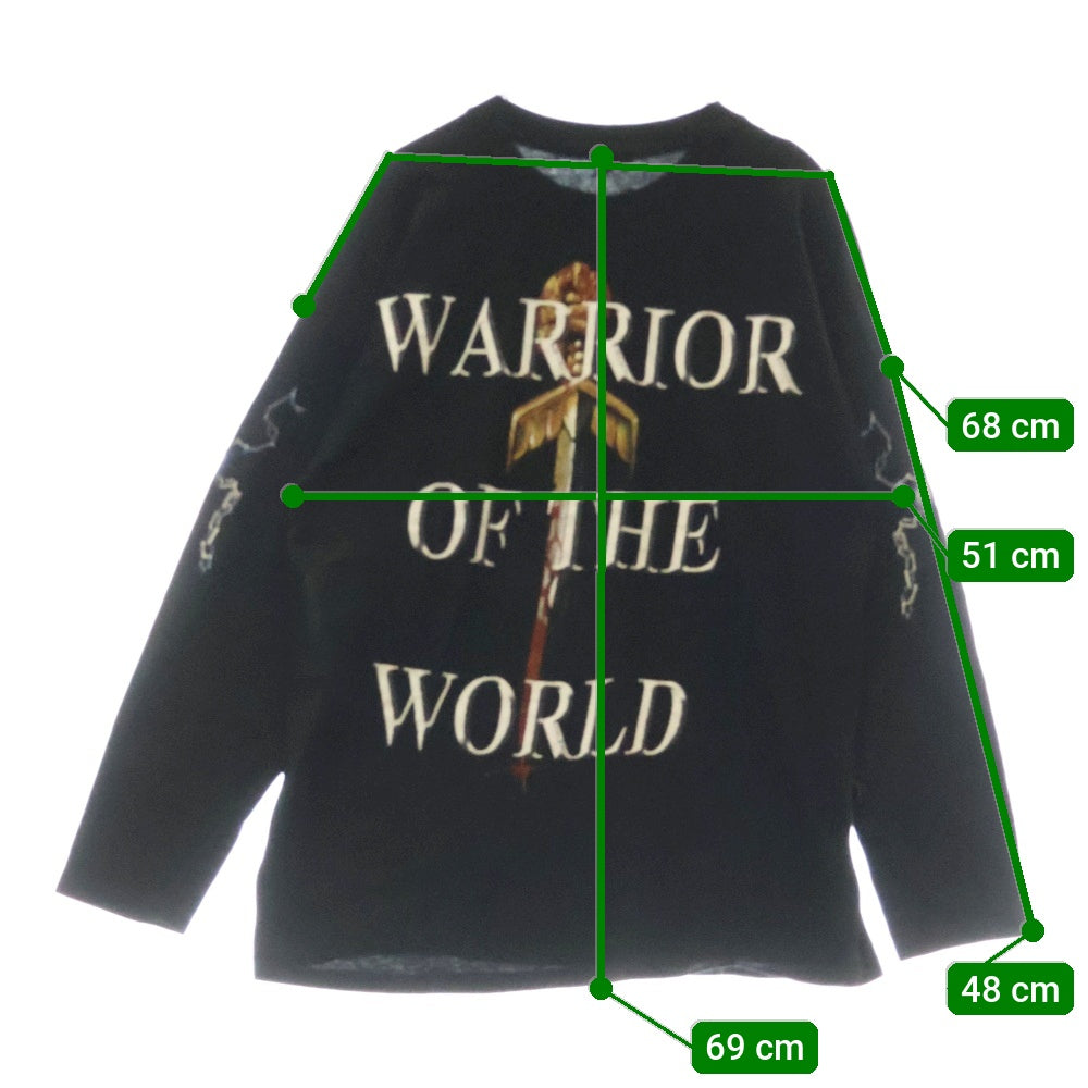 VINTAGE(ヴィンテージ) 00s MANOWAR WARRIOR OF THE WORLD マノウォー 袖プリント 両面プリント Tシャツ 長袖カットソー ブラック