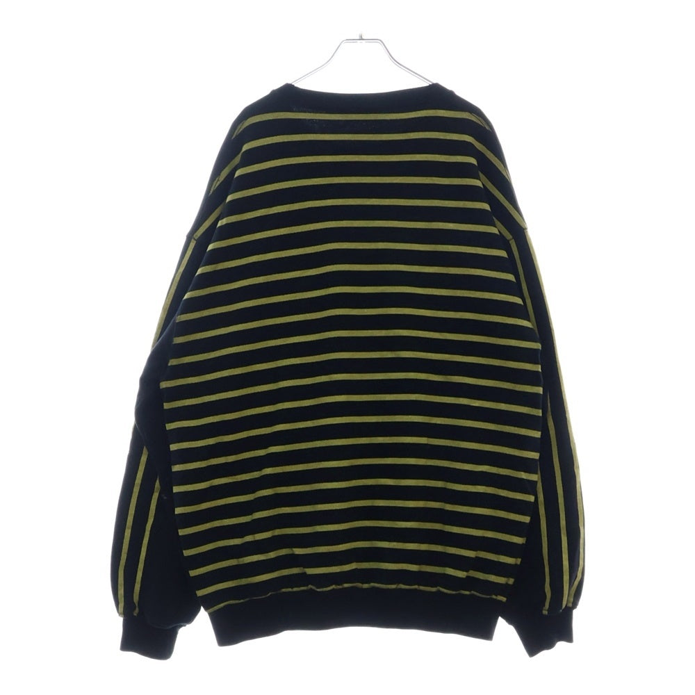 BALENCIAGA(バレンシアガ) 17AW Homme Oversized Sweatshirt フロントロゴ刺繍 ボーダー オーバーサイズ クルーネック スウェット ブラック 485947 TWK22