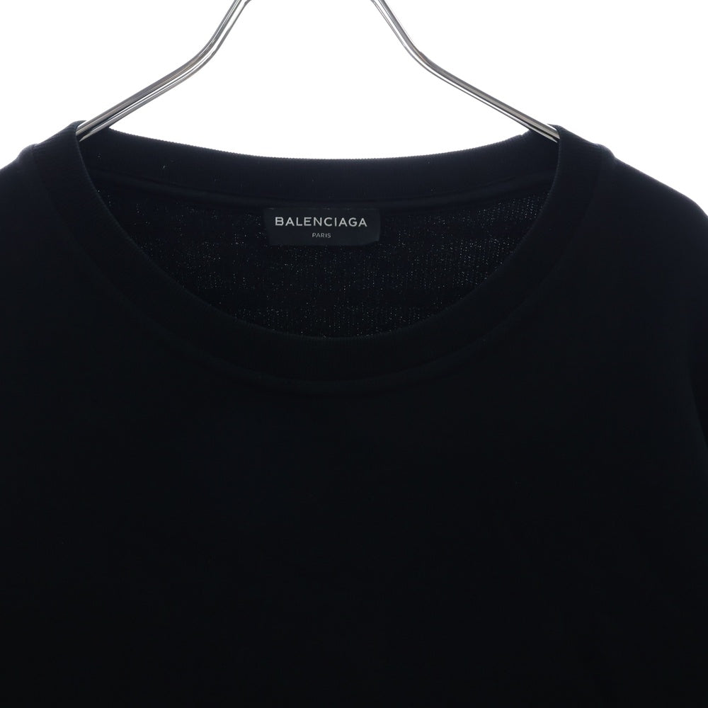 BALENCIAGA(バレンシアガ) 17AW Homme Oversized Sweatshirt フロントロゴ刺繍 ボーダー オーバーサイズ クルーネック スウェット ブラック 485947 TWK22