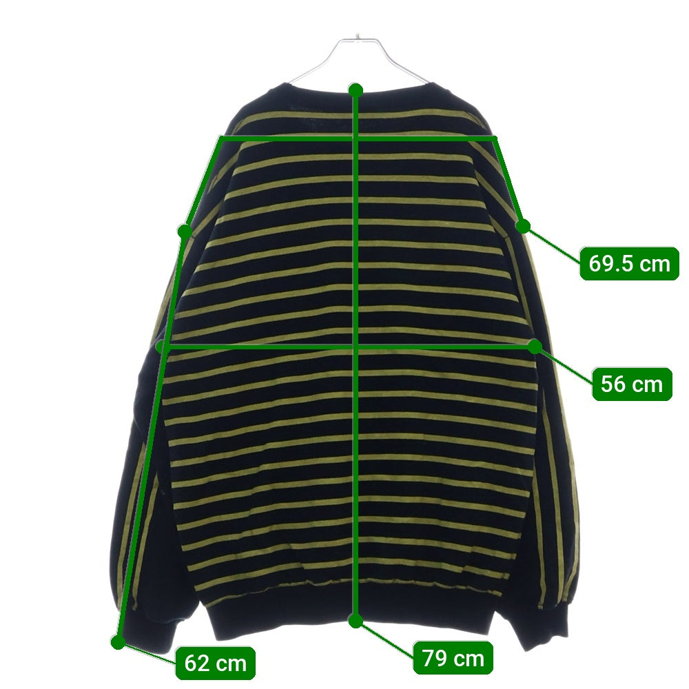 BALENCIAGA(バレンシアガ) 17AW Homme Oversized Sweatshirt フロントロゴ刺繍 ボーダー オーバーサイズ クルーネック スウェット ブラック 485947 TWK22