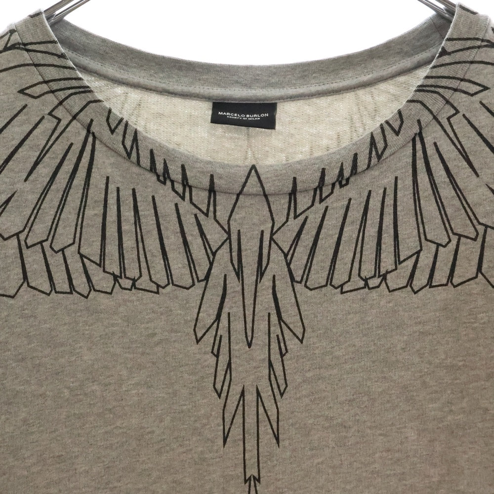 MARCELO BURLON(マルセロバーロン) ネックインディアンプリント クルーネックスウェットシャツ トレーナー グレー