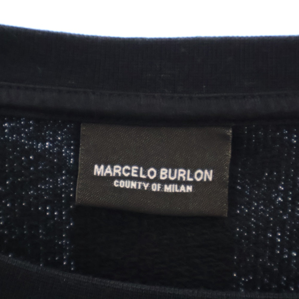 MARCELO BURLON(マルセロバーロン) フロントスカルプリント クルーネックスウェットシャツ トレーナー ブラック