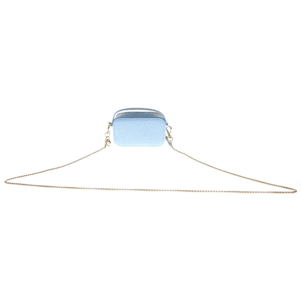 PRADA(プラダ) 三角ロゴプレート レザーミニポーチバッグ ショルダーバッグ ブルー 1NR025 レディース