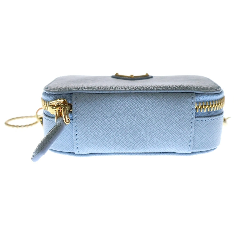 PRADA(プラダ) 三角ロゴプレート レザーミニポーチバッグ ショルダーバッグ ブルー 1NR025 レディース