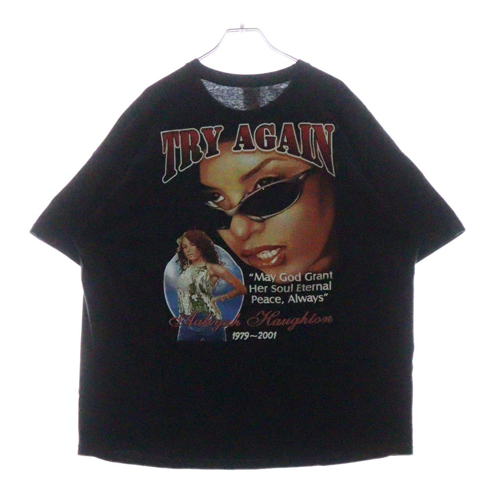 VINTAGE(ヴィンテージ) 00s Aaliyah Dana Haughton TRY AGAIN アリーヤ トライアゲイン 追悼Tシャツ 半袖カットソー ブラック