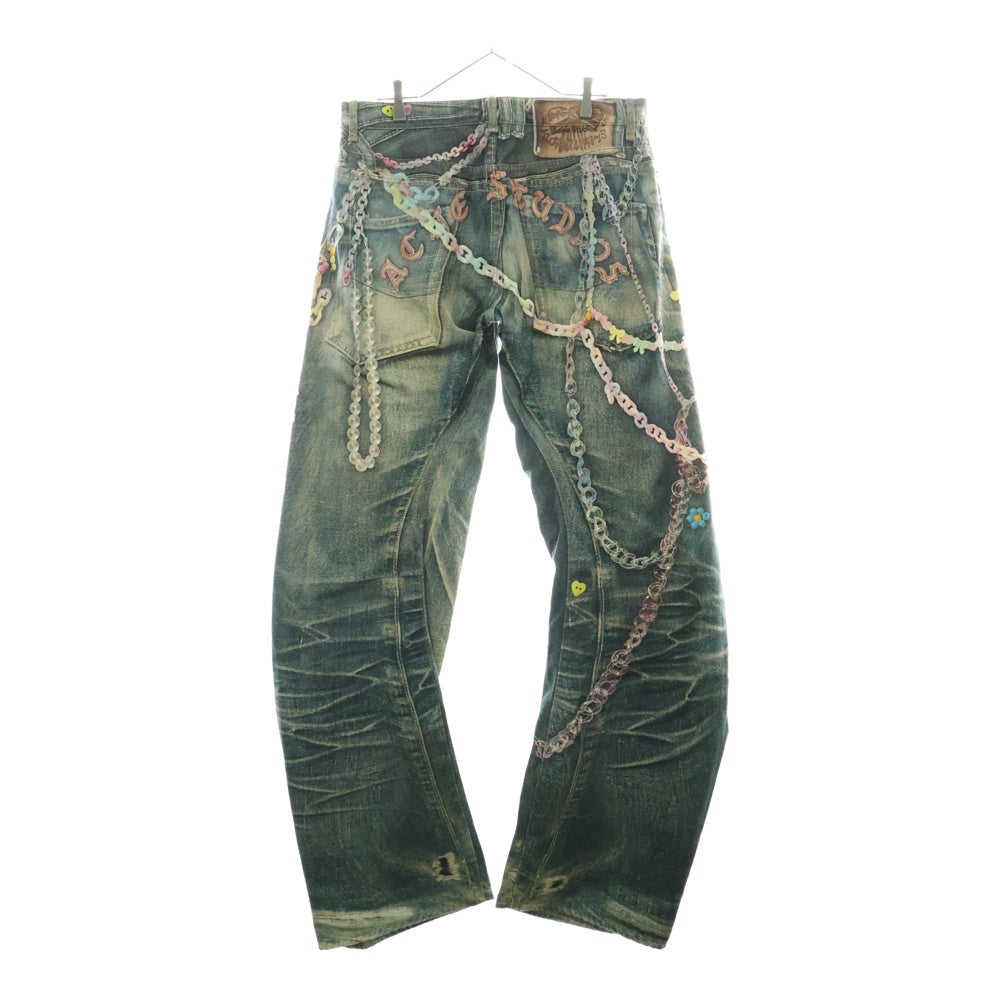 Acne Studios(アクネ ストゥディオズ) LOOSE FITJEANS ルーズフィット チェーンプリント ジーンズ FN-MN-TROU001070 ミッドブルー