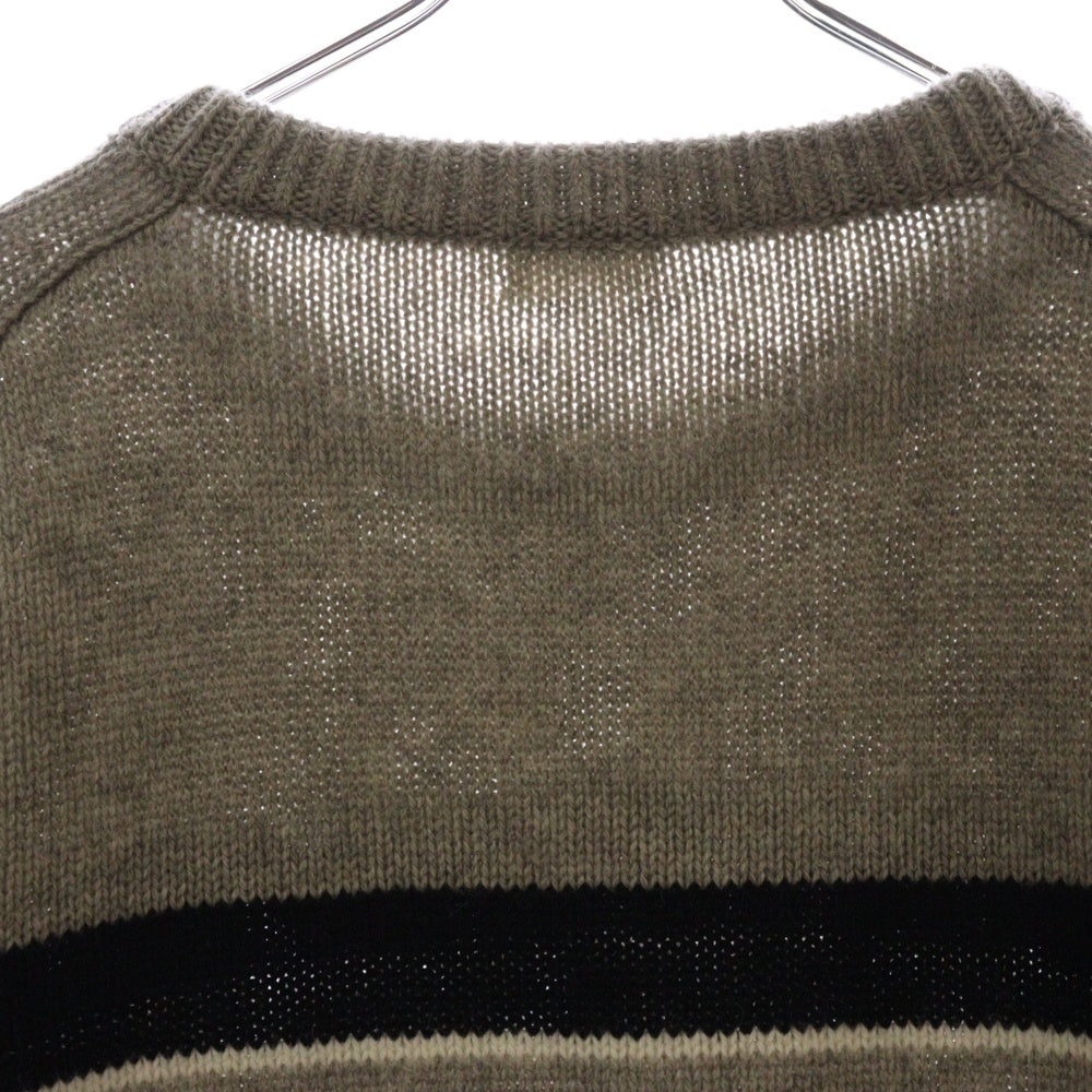 CELINE(セリーヌ) ロゴ刺繍 ボーダー ニットセーター 2AE4B896T 06BK グレー