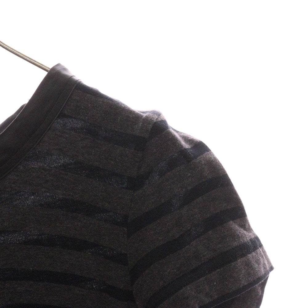 sacai luck(サカイ ラック) 13AW シースルー レイヤード クルーネック ボーダー半袖Tシャツカットソー 13AWLU642 ブラック レディース