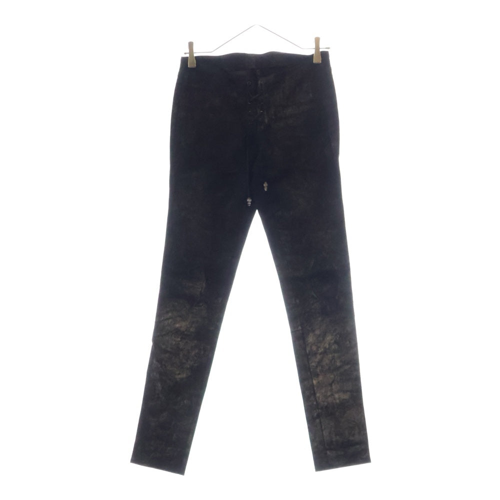 CHROME HEARTS(クロムハーツ) FLEURKNEE LEATHER PANTS コーティング レザーパンツ ブラック