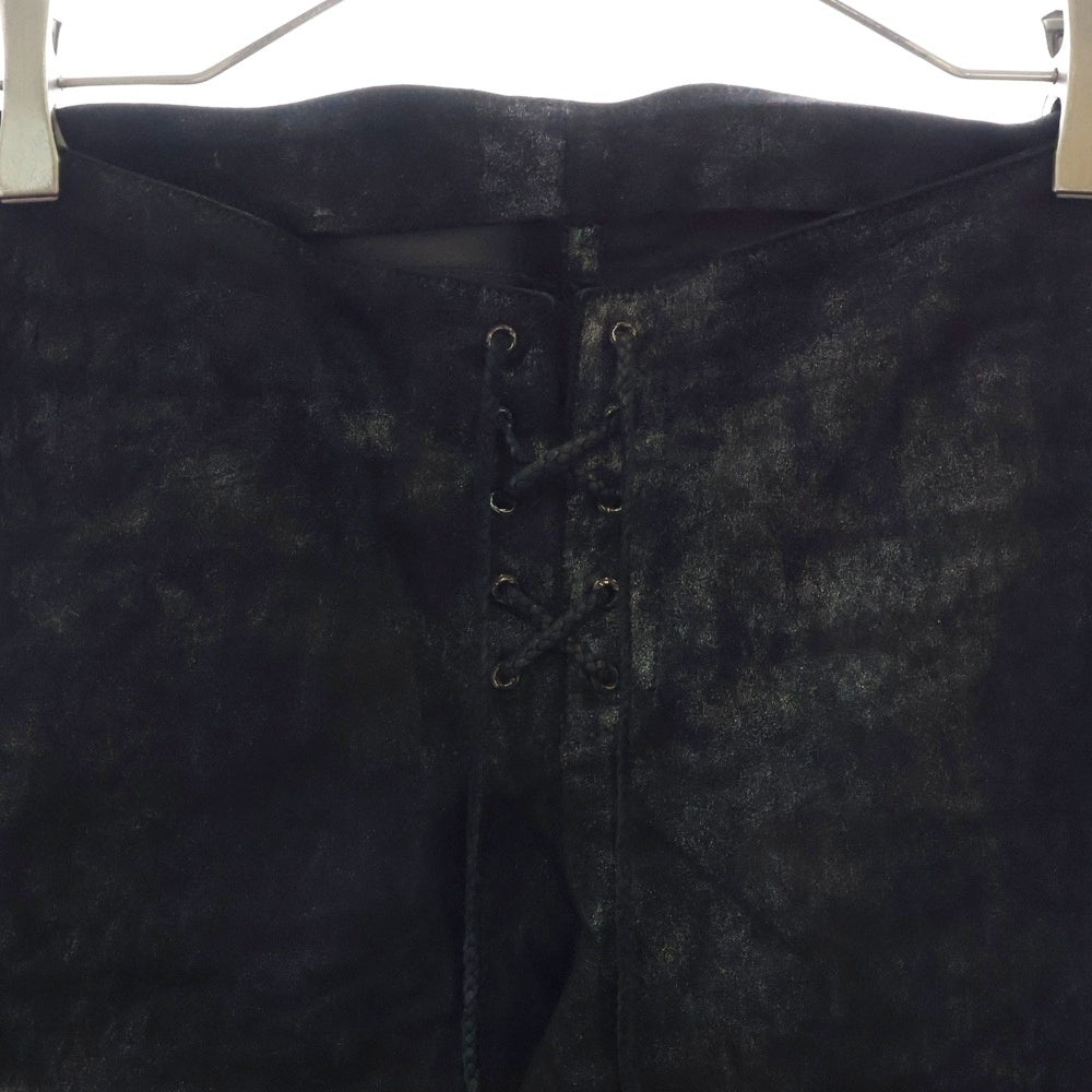 CHROME HEARTS(クロムハーツ) FLEURKNEE LEATHER PANTS コーティング レザーパンツ ブラック
