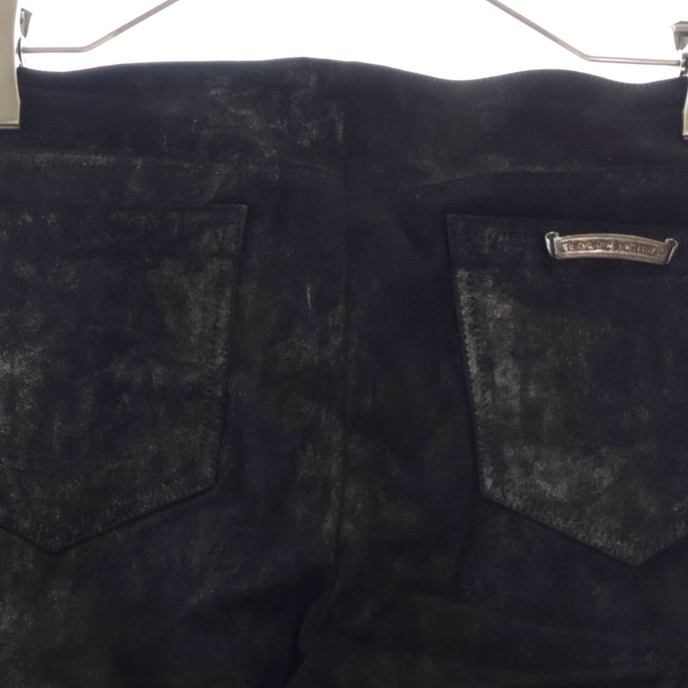 CHROME HEARTS(クロムハーツ) FLEURKNEE LEATHER PANTS コーティング レザーパンツ ブラック