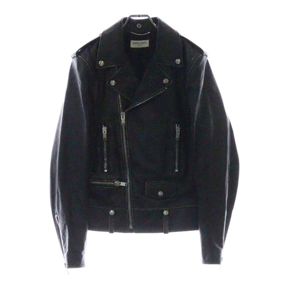 SAINT LAURENT PARIS(サンローランパリ) 16SS 397290 Y5QD1 2015 L01 ヴィンテージ加工 ダブルライダース レザージャケット ブラック