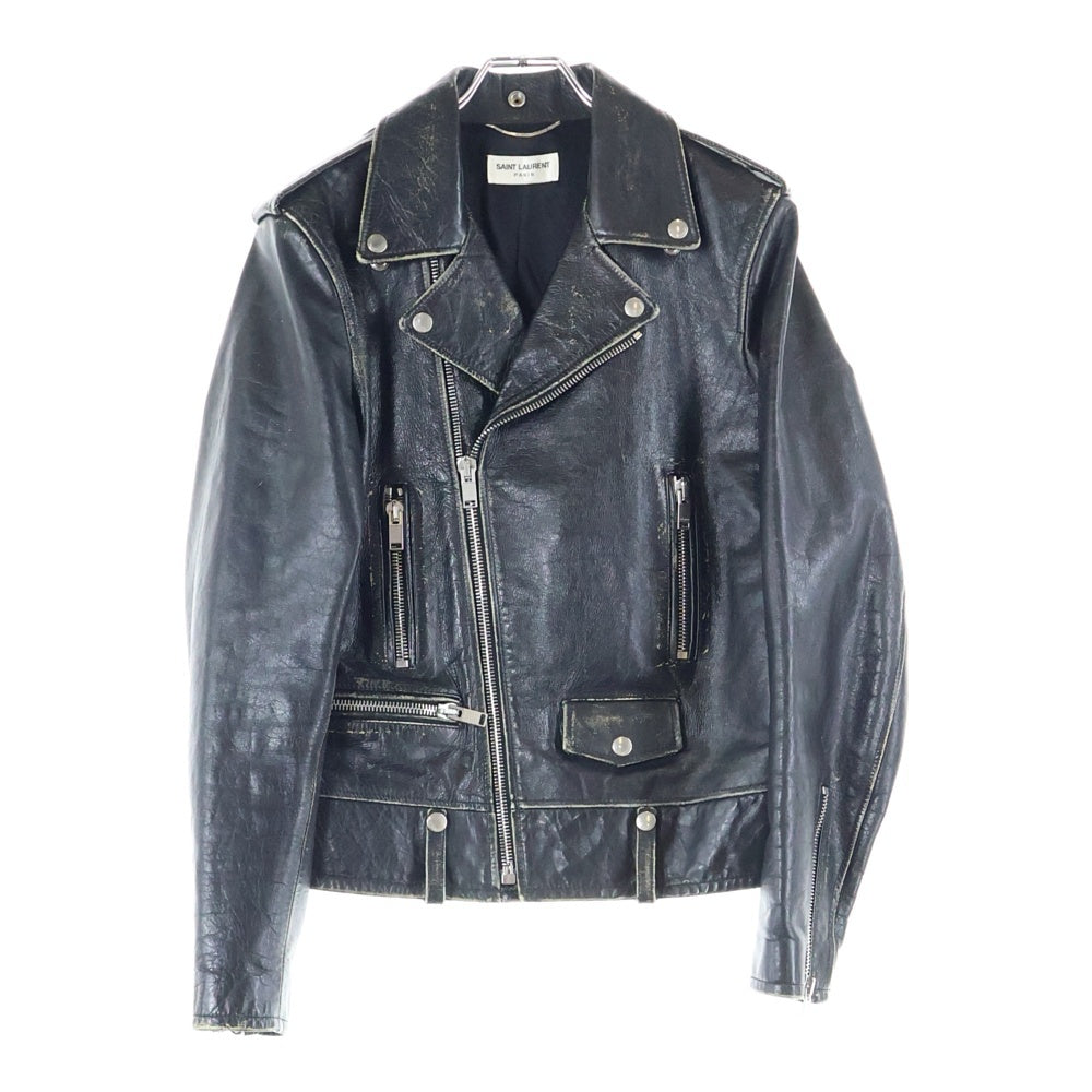 SAINT LAURENT PARIS(サンローランパリ) 16SS 397290 Y5QD1 2015 L01 ヴィンテージ加工 ダブルライダース レザージャケット ブラック