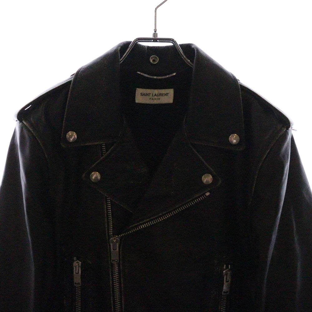 SAINT LAURENT PARIS(サンローランパリ) 16SS 397290 Y5QD1 2015 L01 ヴィンテージ加工 ダブルライダース レザージャケット ブラック