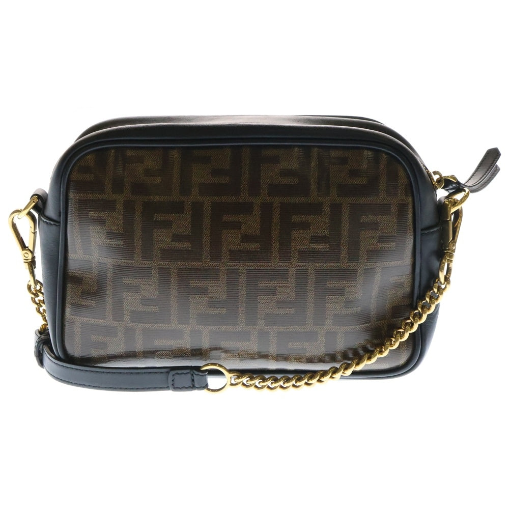 FENDI(フェンディ) ズッカ柄 チェーンショルダー レザーバッグ ブラウン/ブラック 8BT287