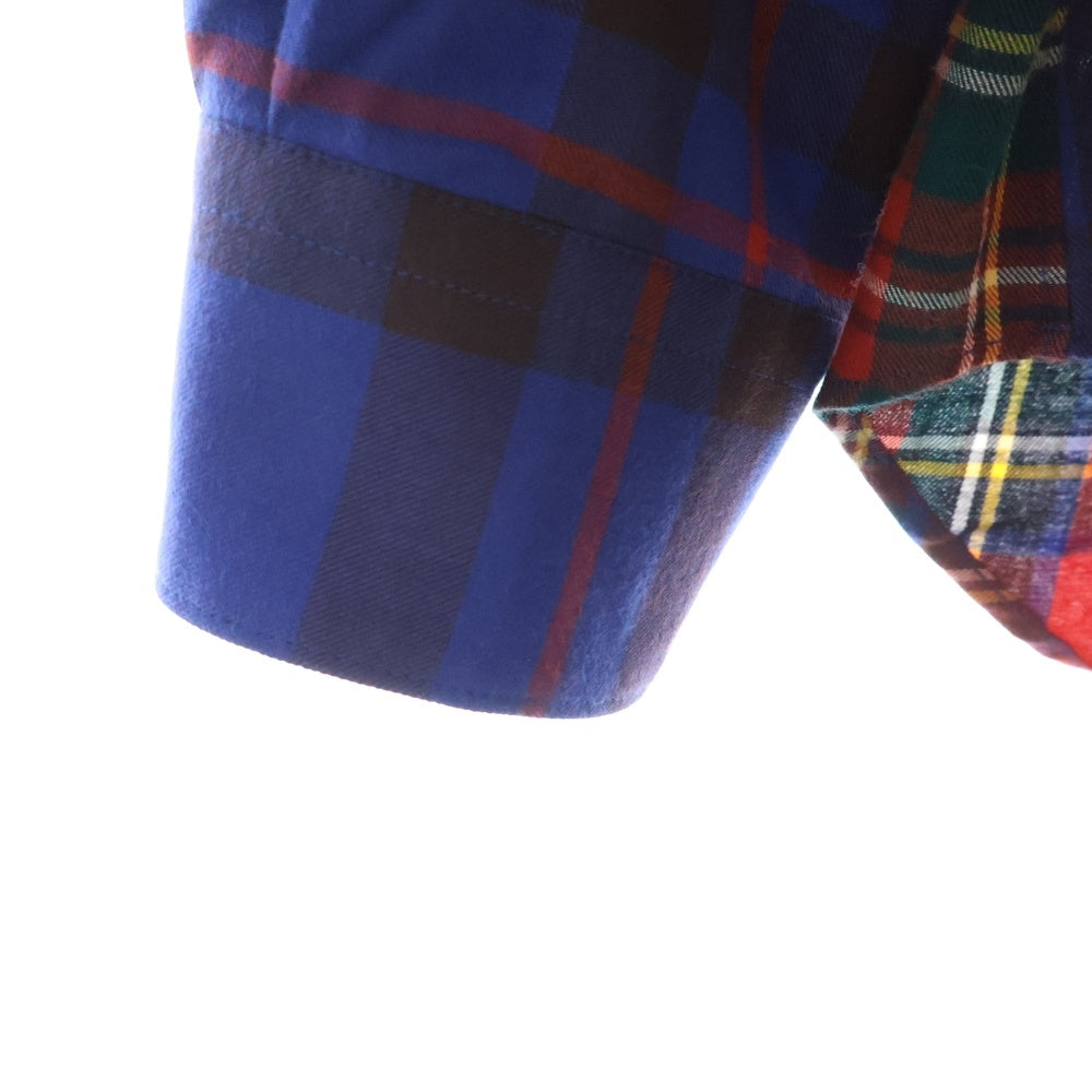 SUPREME(シュプリーム) 15AW ×COMME des GARCONS SHIRT コムデギャルソンシャツ バックプリント チェック柄 長袖ネルシャツ ブルー/レッド S1FW15