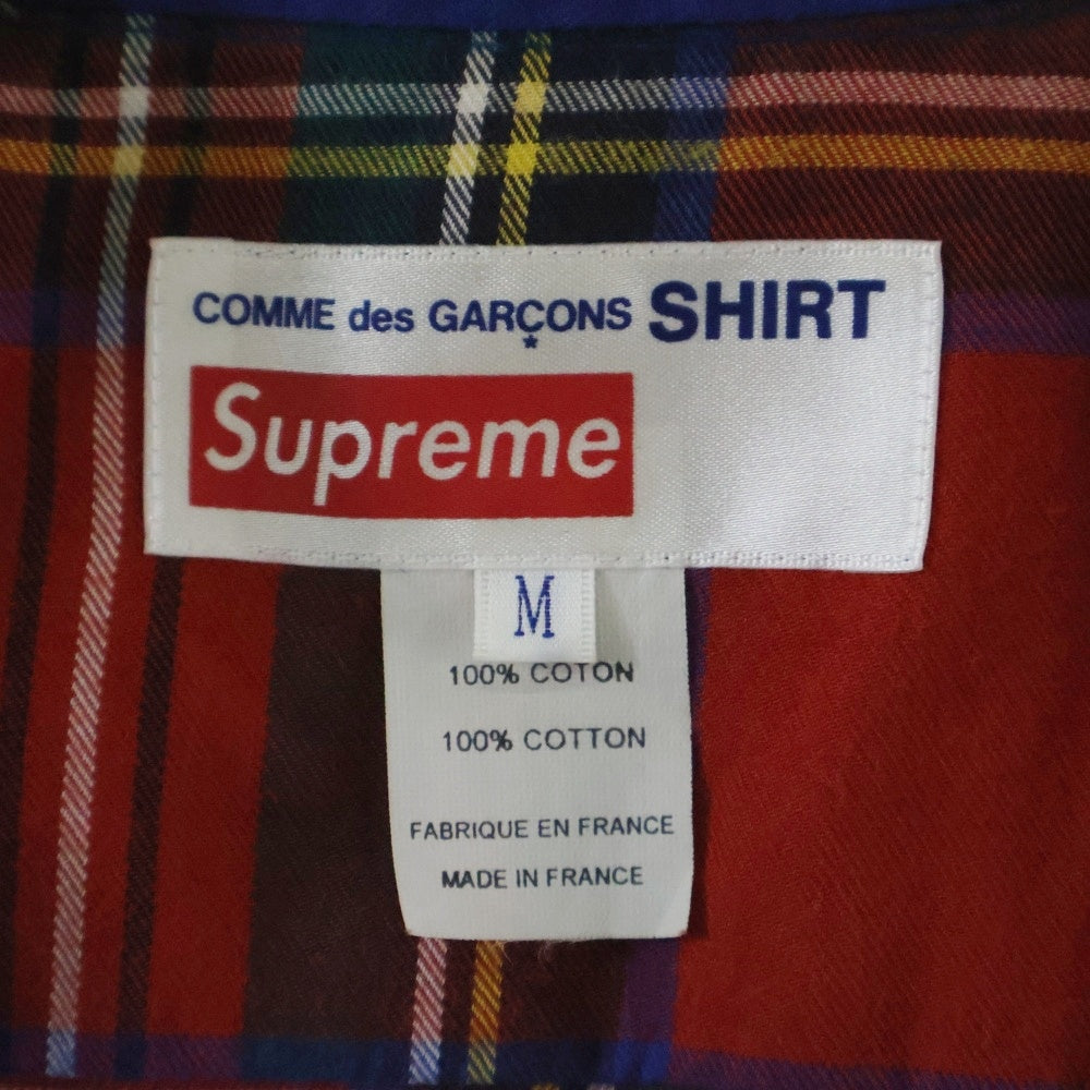 SUPREME(シュプリーム) 15AW ×COMME des GARCONS SHIRT コムデギャルソンシャツ バックプリント チェック柄 長袖ネルシャツ ブルー/レッド S1FW15